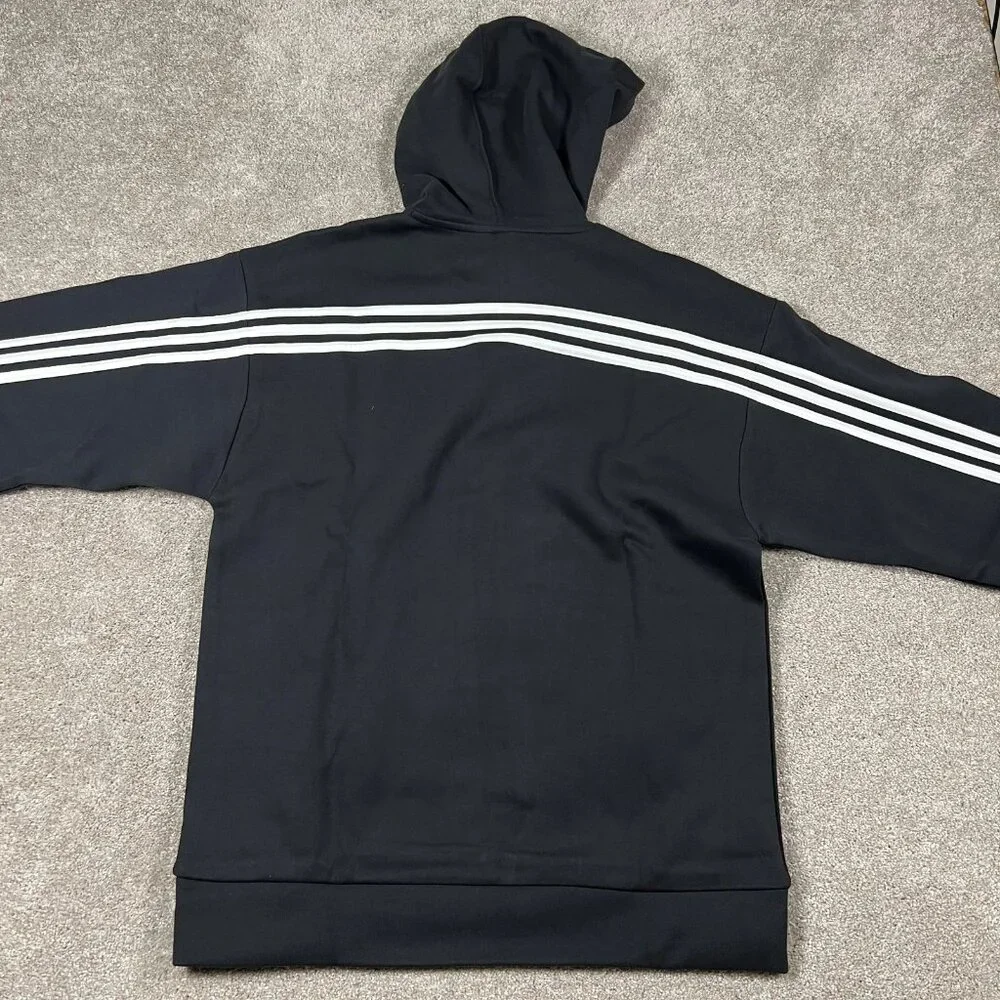 Adidas‎ Mens Medium Black 3 Striped Sport Performance Hooded Sweatshirt NWT